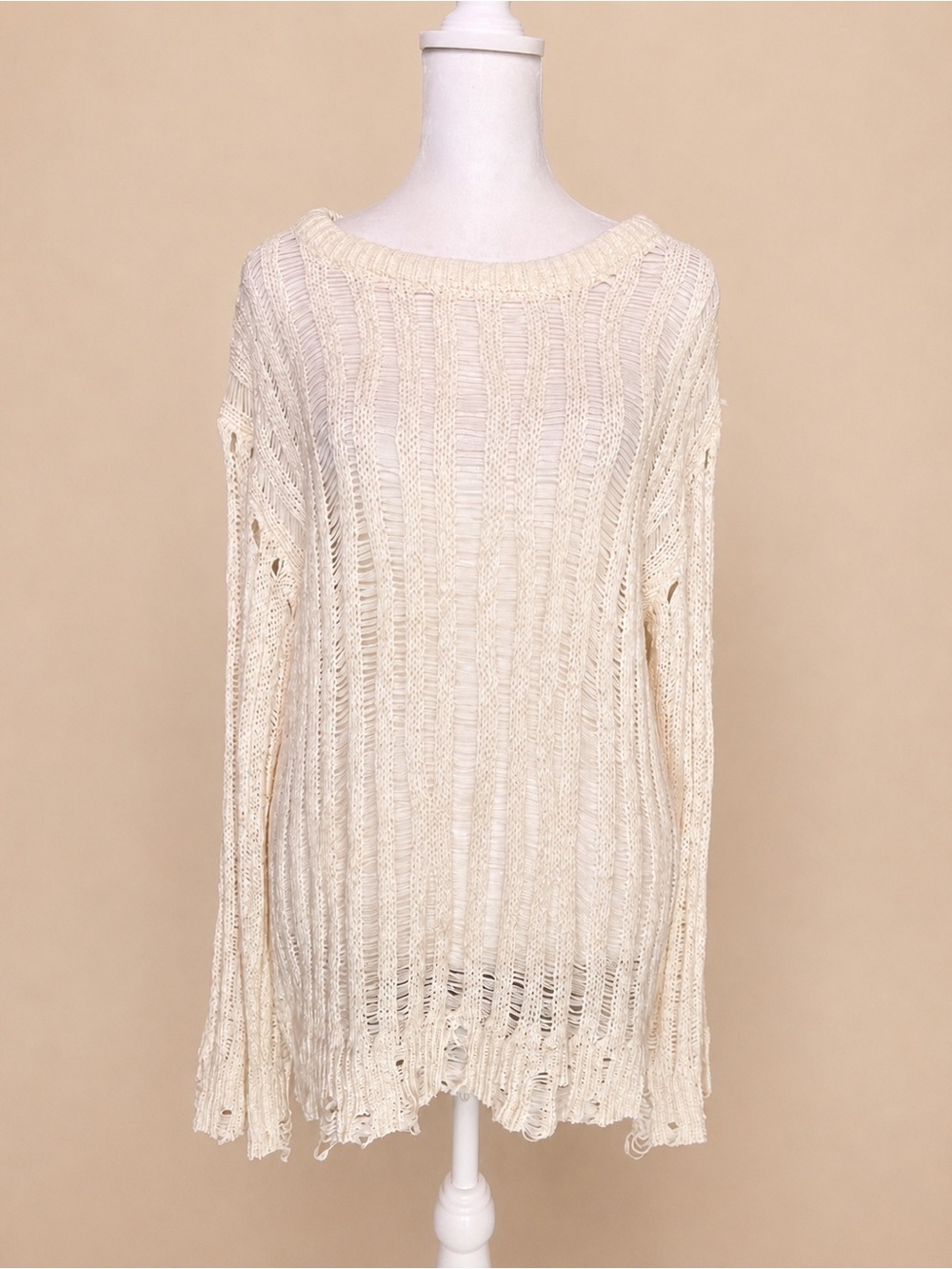🕯️🧶 Moon River Distressed Ladder-Knit Sweater | M | NWOT